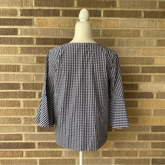 Anthropologie Jane & Delancey Plaid Black White Blouse Size Small - Picture 7 of 12